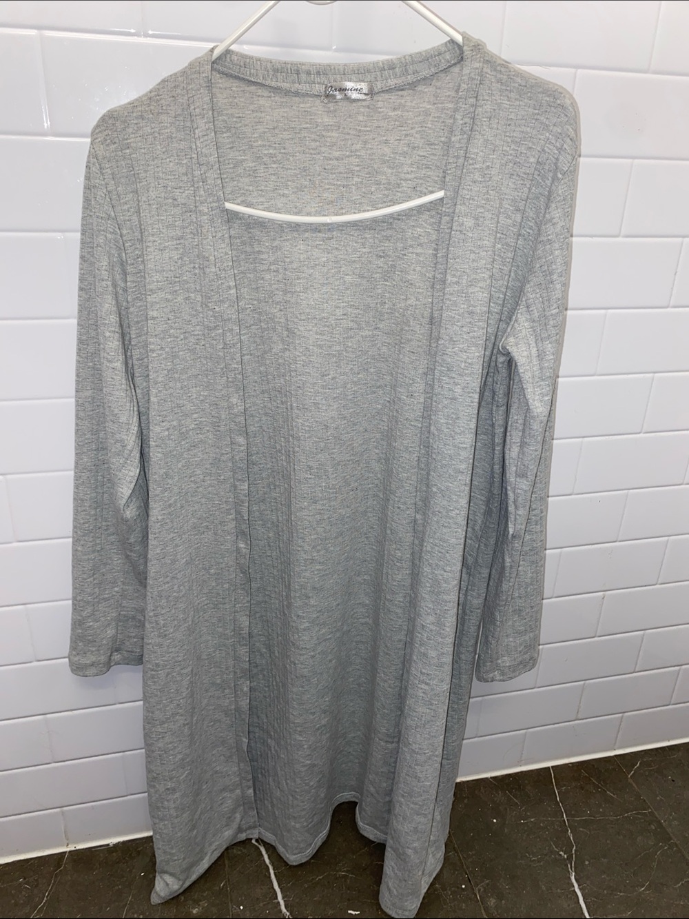 Jasmine Light Gray Open-Front Knit Cardigan